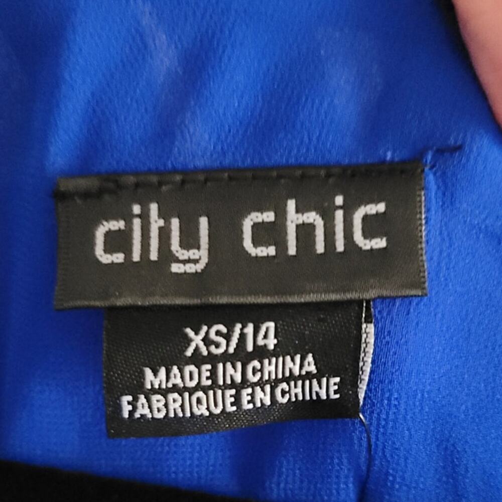 City Chic Draped Faux Wrap Dress Ultra Blue XS 14 NEW - Picture 5 of 11